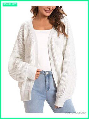 Women's Oversized 100% Cotton Cardigan Sweater Button Down